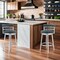 Armen Living Madrid 26" Counter Height Swivel Blue Faux Leather and Brushed Stainless Steel Bar Stool LCMABABSBLU26 - alternate 1